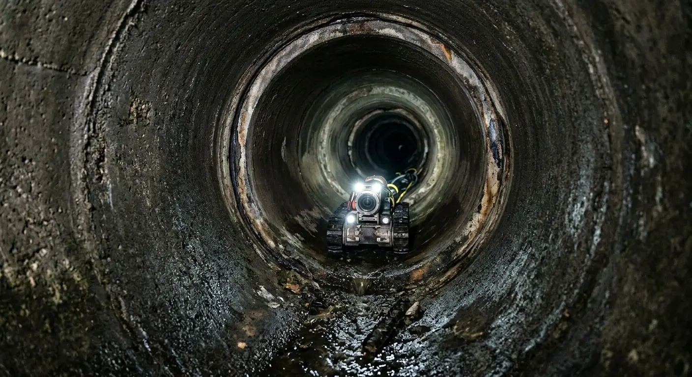 Robotic sewer camera inspecting pipe interior for Drain Snake Service in Walnut
